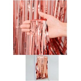 Resim Metalize Arka Fon Kapı Perdesi Rose Gold 100x200 cm 