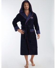 Resim Sıperior Nakış Triga Bukle Bambu Cotton Erkek Bornoz Lacivert 