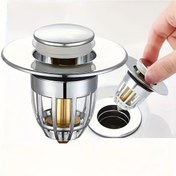 Resim Sunshine022 Silvery Pop Up Lavabo Tıkacı 1.06-1.8 Inch Tıkanıklık Önleyici Taşma Delikli 