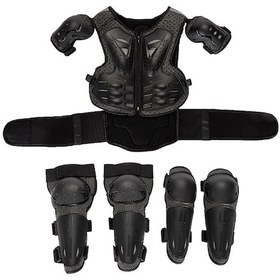 Resim Suntek Çocuklar İçin Motosiklet Zırh Takım Diz Dirsek Göğüs Sırt Koruyucu Pedleri 