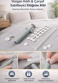 Resim Hane Dostu Yorgan Kılıfı & Çarşaf Sabitleyici Düğme Kiti Seti – Kaymaz Nevresim Tutucu Aparat 