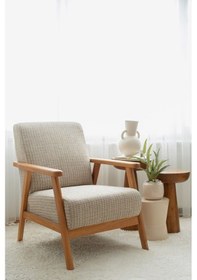 Resim Nika Ahşap Berjer Bej 