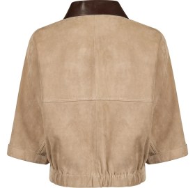Resim Derimod Mexico Kadın Bej Oversize Süet Deri Ceket 26SGD565710 