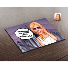 Resim Kişiye Özel Kadın Kolay Yetişmiyor Karikatürlü Ahşap Puzzle-4 