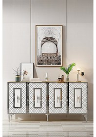 Resim Ka1510dbs Puma Konsol, Tv Sehpası Safirmeşe-beyaz-sılver 150cm Safirmeşe-beyaz-sılver 