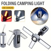 Resim LiHangStar USB Şarj Edilebilir Katlanabilir Kamp Lambası - Taşınabilir LED Sel Işığı ile 360 ° Ayarlanabilir Tasarım, Kırmızı Uyarı Işığı ve Dış Mekan, Kamp, Yürüyüş, Acil Durum Kullanımı için Kanca, Yürüyüş Temelleri | Pürüzsüz Metalik Bitiş | Mat Bitişli Lamba, Kamp Aksesuarları 