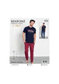 Resim Senfoni Erkek Modal Bisiklet Yaka Kısa Kol Pijama Takımı 10354 - 1 Adet Lacivert 