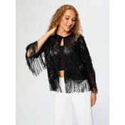 Resim Faik Sönmez Saçaklı Payetli Kadın Abiye Ceket UW26CKT001 (UW26CKT001) 