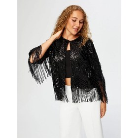 Resim Faik Sönmez Saçaklı Payetli Kadın Abiye Ceket UW26CKT001 (UW26CKT001) 