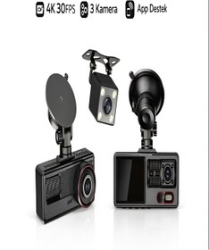 Resim AraÃ§ Ä°Ã§i Kamera 4k 30fps Dvr 3 KameralÄ± Lcd EkranlÄ± Gece GÃ¶rÃ¼ÅlÃ¼ Araba KamerasÄ± 