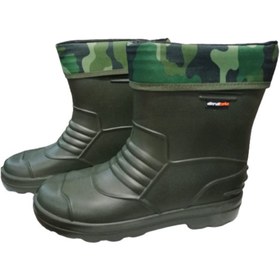 Resim Akınal Bella Ab80-10 Unisex Haki Çoraplı Eva Ultra Hafif Poli Taban Kısa Yağmur Çizmesi 
