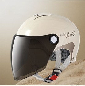 Resim Globalpurchase Dört Mevsim Elektrikli Araba Motosiklet Kaskı Erkekler Ve Kadınlar Yaz Yarım Kask - Açık Sarı Uzun Ayna Açık Sarı 