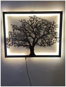 Resim Ağaç Dekoratif Led Işıklı Ahşap Tablo 55x45cm Günışığı, agac 