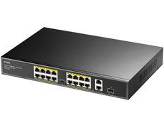 Resim Cudy FS1018PS1 16 Port 10/100Mbps 200W 2 Gigabit SFP VLAN CCTV SFP Switch Siyah 
