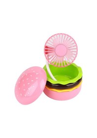 Resim Mkjınmeı Hamburger Masaüstü Vantilatör, Usb Şarj Edilebilir Mini Vantilatör 1857 Pembe 