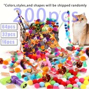 Resim 200 Adet/64 Adet/32 Adet/16 Adet Karışık Kedi Oyuncak Seti - Çeşitli Renk ve Stillerde Plastik Oyuncaklar, Her Gün Eğlenceli Oyun Zamanı (Plastik/Polyester/Yapay Tüyler) 