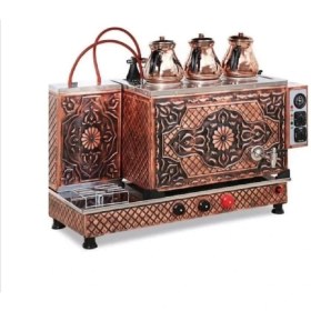 Resim Sistem Osmanlı 3 Demlikli Tüplü Bakır Çaykazanı Tamotomatik Çay Ocağı Çay Makinesi Semaver 