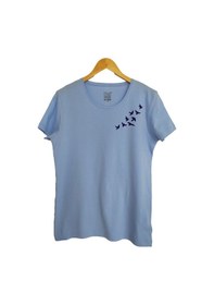 Resim Bebe Mavi Kuşlar Dijital Baskılı T-Shırt-Bebek Mavisi 