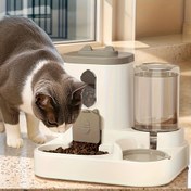 Resim 2'si 1 Arada Otomatik Kedi Yem Dağıtıcısı ve Su Dağıtıcısı Entegreli Üst Kapak, Kaymaz Geniş Tabanlı Tabak ve Kare Kaplar - Kediler ve Köpekler İçin Mess-Free Pet Besleme İstasyonu, Modern Pet Aksesuarı, Dayanıklı Petware 