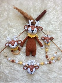 Resim OYUNCAKPARK Geyik Bambi Yeni Doğan Seti Amigurumi Organik Oyuncak 