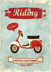 Resim Retro Scooter Ahşap Tablo - Vintage Riding Temalı Nostaljik Tasarım 