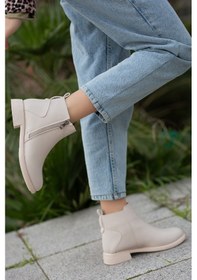 Resim D404 Garantili Soğuk Geçirmez Kışlık Kadın Bot & Bootie Vizon 