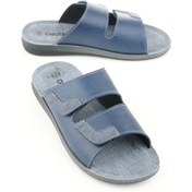 Resim Gezer Yazlık Cırtlı Ayrlanabilir Suni Deri Rahat Taban Erkek Terlik Lacivert 