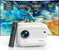 Resim 12000 Lümen 1080P Dış Mekan Projektörü 5G WiFi ve Bluetooth 5.2 Yaber