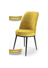 Resim Canisa Concept Dexa Serisi Hardal Renk 4 Adet Sandalye, Renk Hardal, Ayaklar Siyah Hardal 