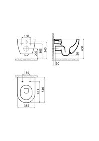 Resim Creavit Free Beyaz Kanalsız Asma Klozet Fe322, Duroplast Yavaş Kapak, Terra Gömme Rezervuar Set Diğer 