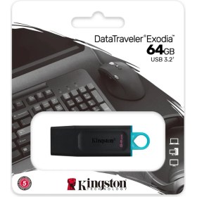 Resim Kaia Life Kıngston DTX/64GB USB 3.2 Data Traveler Exodia Gen 1 Flash Disk (Siyah - Turkuaz) 