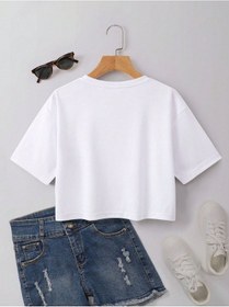 Resim Paris City Of Love Baskılı Kadın Crop Beyaz T-shirt Beyaz-280966 