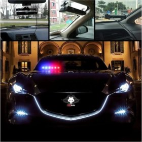 Resim Tiger Marketing Ts6 Cam Içi Vantuzlu Polis Çakar 6 Ledli Kırmızı Mavi 12 Mod Çakmaklık Girişli 
