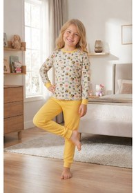 Resim Modanino Kız ÇocukPamuk Pijama Takımı 4-11 Yaş 12628 Sarı 