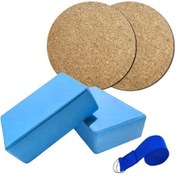 Resim Tenfowee Yoga Girişimciler İçin 5 Parça Set: 2 Adet Blok, 2 Adet Dizlik Ve 250cm Uzunlukta Esneklik Kayışı Mavi 