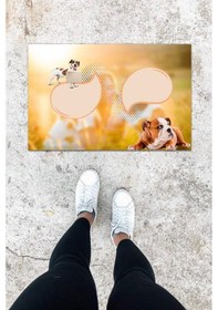 Resim Dijital Baskı Renkli Köpek Desen Kapı Önü Paspası K-1033 