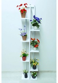 Resim Metal Gövdeli 7 Bölmeli Dikey Çiçeklik,saksılık 