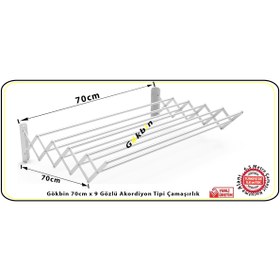 Resim Gökbin Akordiyon Tipi Çamaşır Kurutma Askısı 70cmx9 Gözlü Paslanmaz Alüminyum Yeni Ürün Trend 