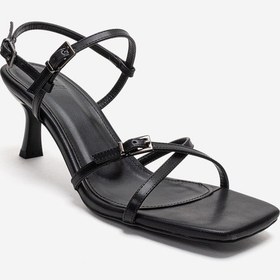 Resim Luvishoes Nebel Siyah Cilt Kadın Topuklu Sandalet Sıyah Cılt 