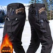 Resim 1 Adet Erkek Polar Astarlı Sıcak Taktikal Kargo Pantolon, Ön ve Arka Çoklu Fermuara & Yan Eğimli Kapatma Yama Detaylı Kalınlaştırılmış Stil - Outdoor Hiking/Balıkçı İşleri iyi Sozluk Giyimi Balık Şortlar Saça Dayan Klasör Dikiş ile Güvenlik Ceketi 