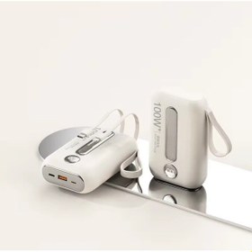 Resim 20000 Mah Powerbank Dahili Kablolu Üçlü Çıkışlı Hızlı Şarj Destekli Mini Taşınabilir Şarj Cihazı Beyaz 