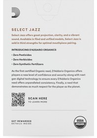 Resim D'addario Orrs10asx3m Organic Select Jazz Unfiled Alto Saksafon Kamışı No: 3 Medium Profesyonel/caz - 10'lu Paket Kimyasalsız Organik Tarım Sertifikalı Ve Dengeli Caz Performansı 