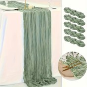 Resim 5 adet El Yapımı Polyester Masa Koşucu Seti - Mavi ve Beyaz Renklerde Zarif Peynir Bezi Tasarımı, Düğünler, Gelin Parti, Doğum Günleri ve Özel Günler için Mükemmel, Düğün Masa Süsleri 