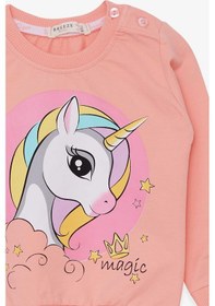 Resim Breeze Kız Çocuk Sweatshirt Baskılı Unicorn 1.5-5 Yaş, Somon-somon Somon 