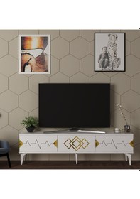 Resim Tempo Tv Sehpası Tv Ünitesi Beyaz Gold 