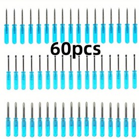 Resim Elektronik, Xbox 360 Kontrol Cihazı ve Telefon Tamirleri için Ergonomik Mavi Saplı 60 Adet Mini 3.0/2.0mm Düz Uçlu Çapraz Kruvadanızlar - 45# Çelik Hassas Aletler (Güç Gerektirmez) 