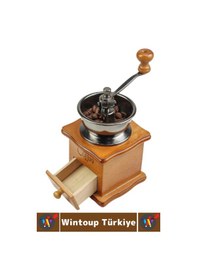 Resim Premium Çok Şık Çelik Değirmenli Taze Aroma Koruyucu Nostaljik Görünüm Manuel Ahşap Kahve Değirmeni Çok Renkli 