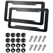 Resim Yuntech01 2 Adet Karbon Fiber Desenli Abs Plaka Çerçevesi Seti - Dayanıklı, Yağ Ve Suya Dayanıklı, Amerikan Standartı, Tornavida Ve Aksesuarlar Dahil 