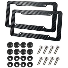 Resim Yuntech01 2 Adet Karbon Fiber Desenli Abs Plaka Çerçevesi Seti - Dayanıklı, Yağ Ve Suya Dayanıklı, Amerikan Standartı, Tornavida Ve Aksesuarlar Dahil 