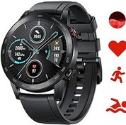 Resim HONOR Magic Watch 2 46mm Akıllı Saat Fitness Aktivite İzleyici Kalp Hızı Stres SpO2 Monitör 14 Gün Bekleme Dahili Mikro Hoparlör GPS 15 Android 5ATM için Fitness Modu (Siyah) 